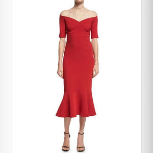 Cinq à Sept Marta Off-Shoulder Midi Dress, Red